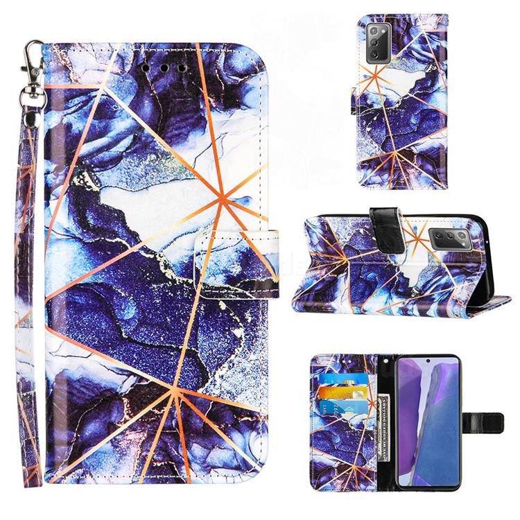 Starry Blue Stitching Color Marble Leather Wallet Case for Samsung Galaxy Note 20
