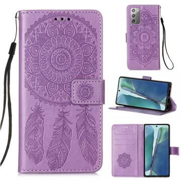 Embossing Dream Catcher Mandala Flower Leather Wallet Case for Samsung Galaxy Note 20 - Purple
