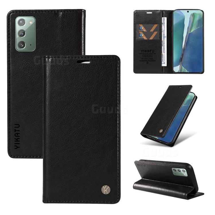 YIKATU Litchi Card Magnetic Automatic Suction Leather Flip Cover for Samsung Galaxy Note 20 - Black