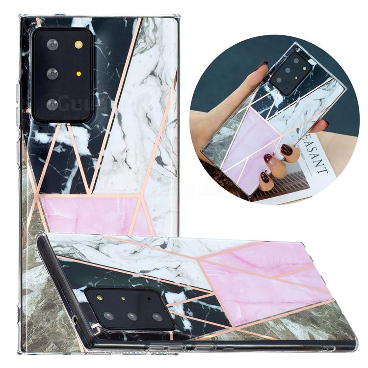 Pink and Black Painted Marble Electroplating Protective Case for Samsung Galaxy Note 20 Ultra