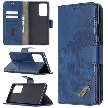 BinfenColor BF04 Color Block Stitching Crocodile Leather Case Cover for Samsung Galaxy Note 20 Ultra - Blue