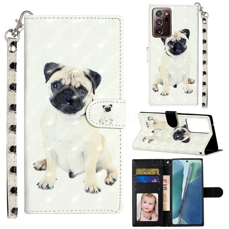 Pug Dog 3D Leather Phone Holster Wallet Case for Samsung Galaxy Note 20 Ultra