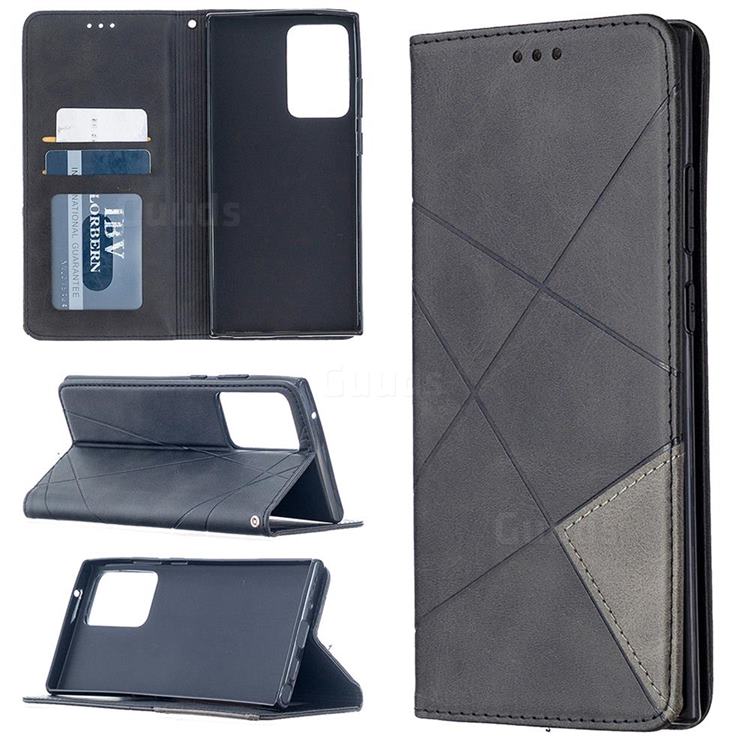 Prismatic Slim Magnetic Sucking Stitching Wallet Flip Cover for Samsung Galaxy Note 20 Ultra - Black