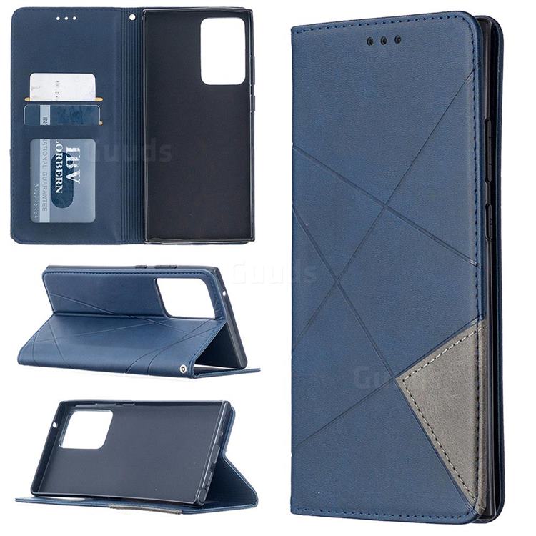 Prismatic Slim Magnetic Sucking Stitching Wallet Flip Cover for Samsung Galaxy Note 20 Ultra - Blue