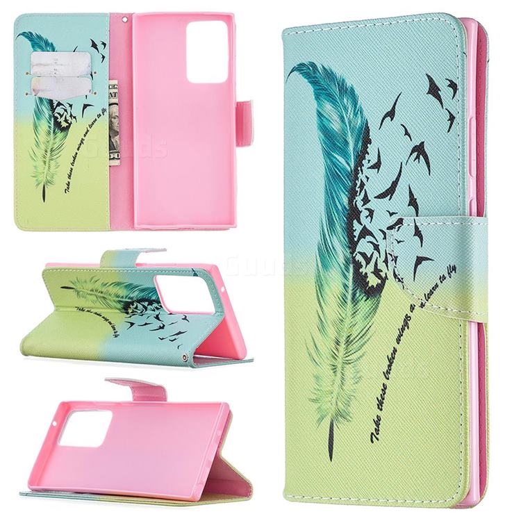 Feather Bird Leather Wallet Case for Samsung Galaxy Note 20 Ultra