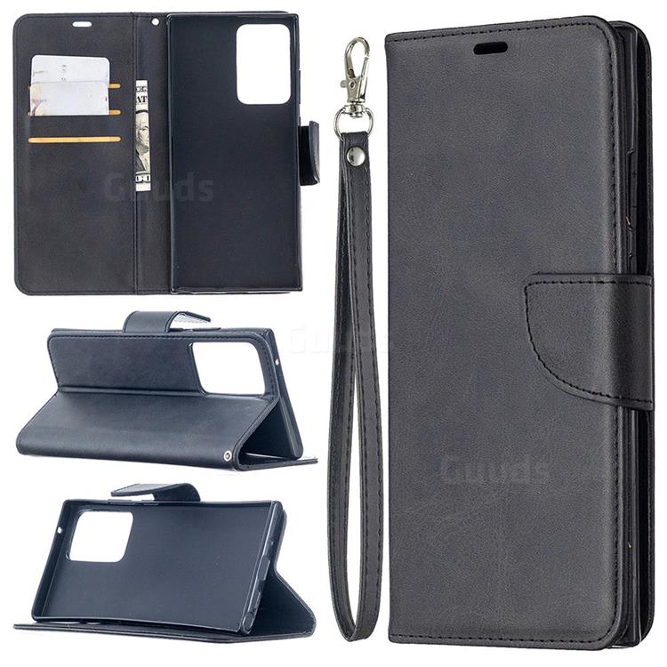 Classic Sheepskin PU Leather Phone Wallet Case for Samsung Galaxy Note 20 Ultra - Black
