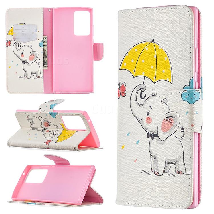 Umbrella Elephant Leather Wallet Case for Samsung Galaxy Note 20 Ultra