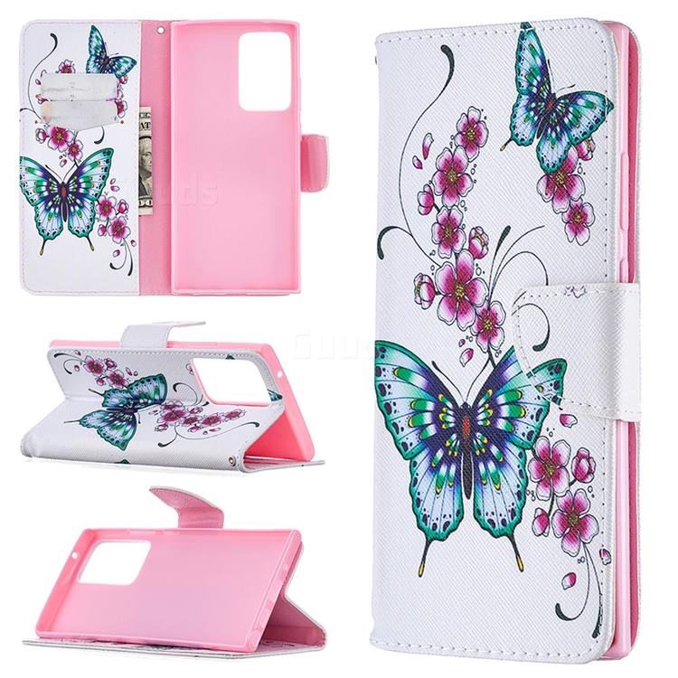 Peach Butterflies Leather Wallet Case for Samsung Galaxy Note 20 Ultra