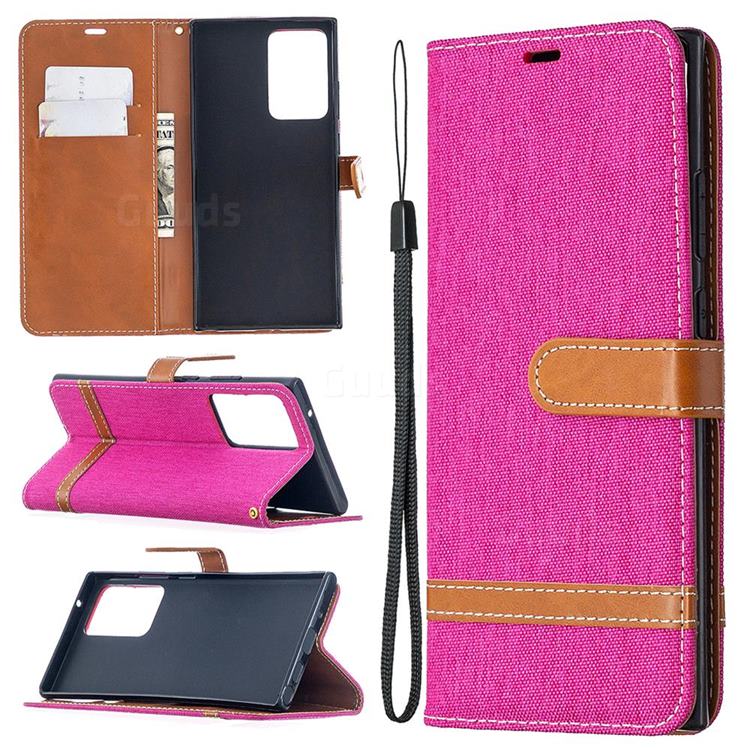 Jeans Cowboy Denim Leather Wallet Case for Samsung Galaxy Note 20 Ultra - Rose