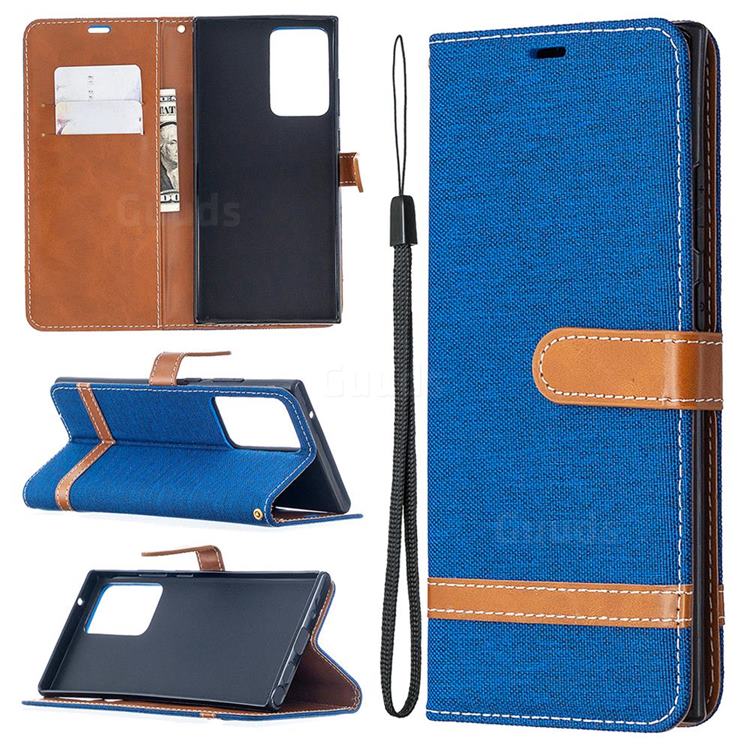 Jeans Cowboy Denim Leather Wallet Case for Samsung Galaxy Note 20 Ultra - Sapphire