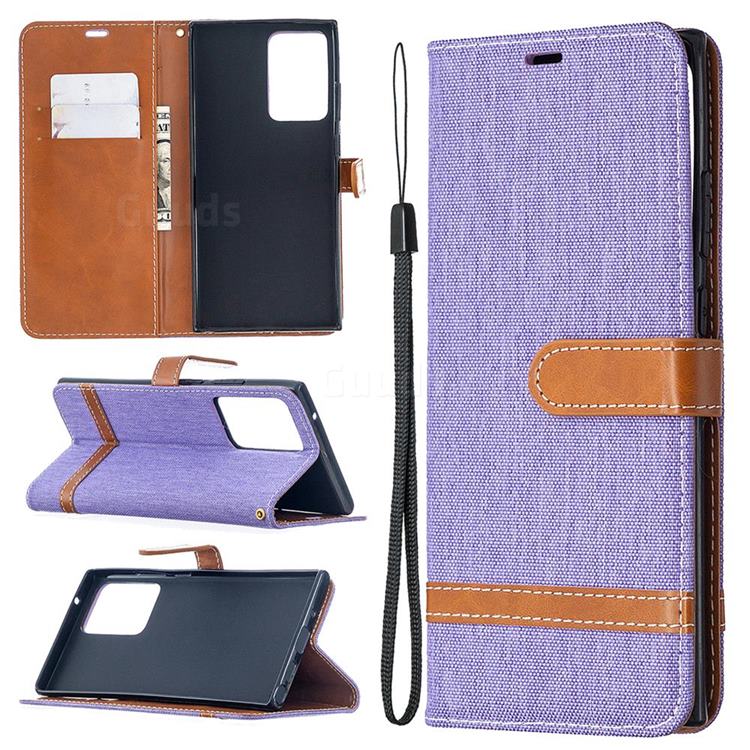 Jeans Cowboy Denim Leather Wallet Case for Samsung Galaxy Note 20 Ultra - Purple
