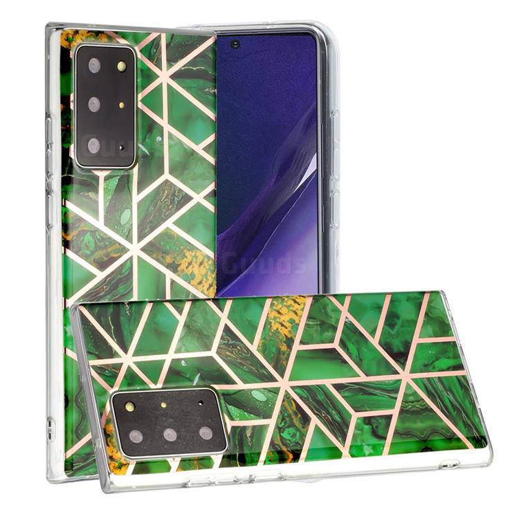 Green Rhombus Galvanized Rose Gold Marble Phone Back Cover for Samsung Galaxy Note 20 Ultra