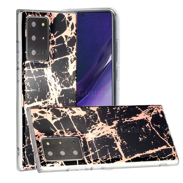 Black Galvanized Rose Gold Marble Phone Back Cover for Samsung Galaxy Note 20 Ultra
