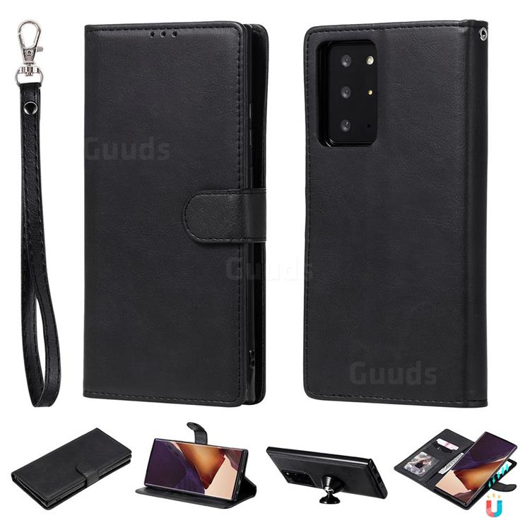 Retro Greek Detachable Magnetic PU Leather Wallet Phone Case for Samsung Galaxy Note 20 Ultra - Black