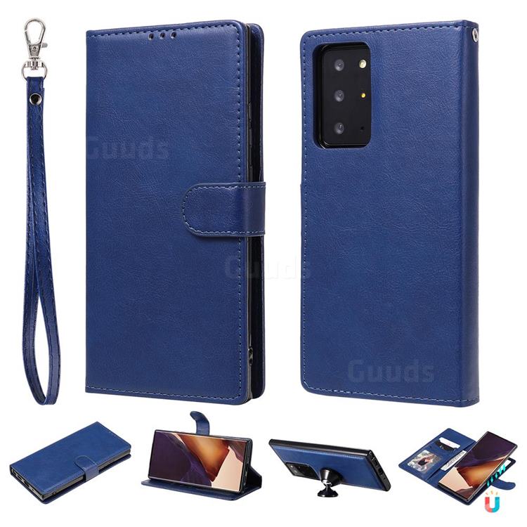 Retro Greek Detachable Magnetic PU Leather Wallet Phone Case for Samsung Galaxy Note 20 Ultra - Blue