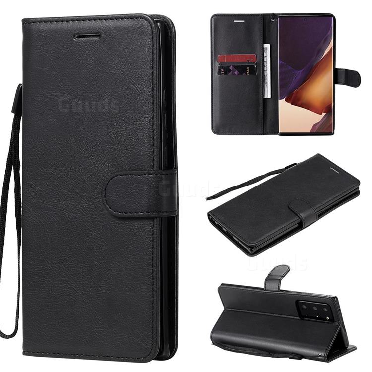 Retro Greek Classic Smooth PU Leather Wallet Phone Case for Samsung Galaxy Note 20 Ultra - Black
