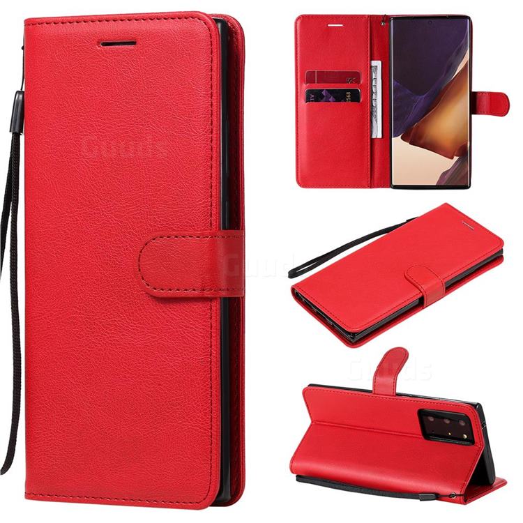 Retro Greek Classic Smooth PU Leather Wallet Phone Case for Samsung Galaxy Note 20 Ultra - Red