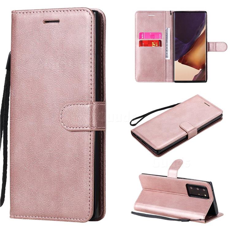 Retro Greek Classic Smooth PU Leather Wallet Phone Case for Samsung Galaxy Note 20 Ultra - Rose Gold