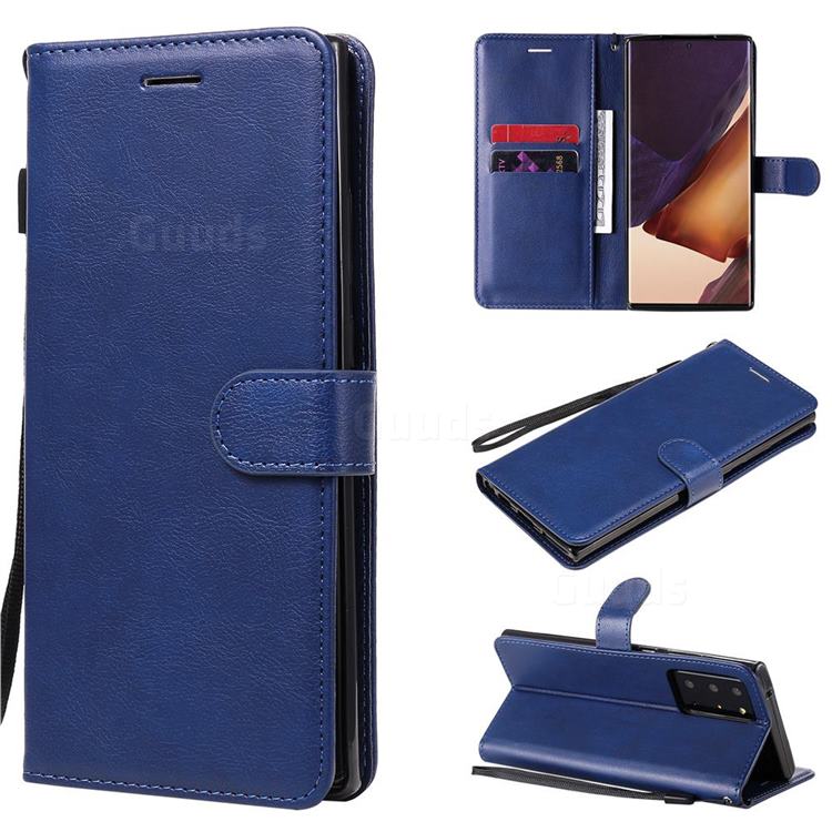 Retro Greek Classic Smooth PU Leather Wallet Phone Case for Samsung Galaxy Note 20 Ultra - Blue