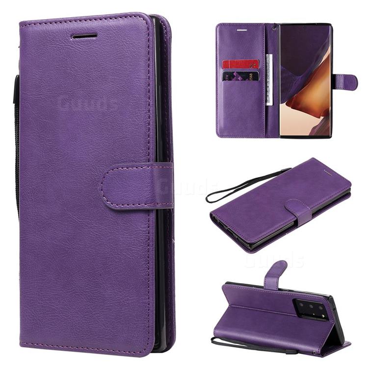 Retro Greek Classic Smooth PU Leather Wallet Phone Case for Samsung Galaxy Note 20 Ultra - Purple