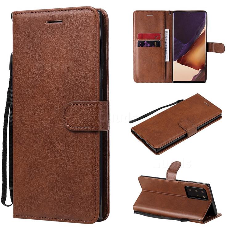 Retro Greek Classic Smooth PU Leather Wallet Phone Case for Samsung Galaxy Note 20 Ultra - Brown