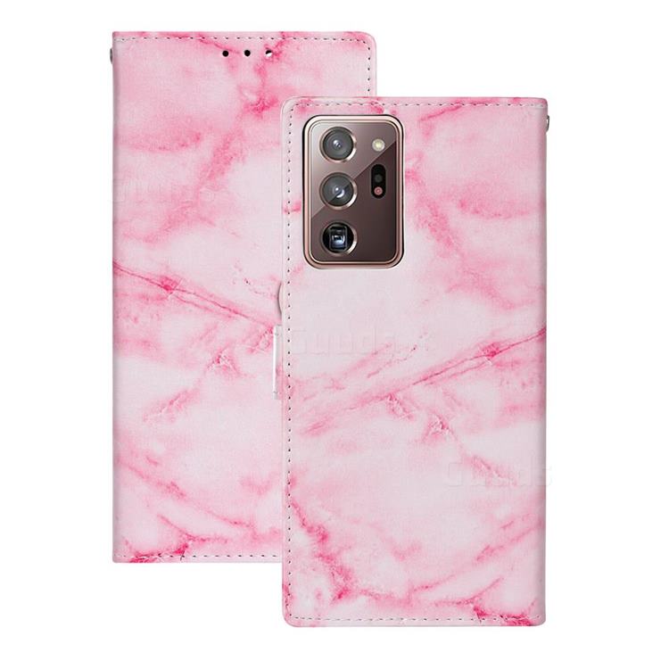 Pink Marble PU Leather Wallet Case for Samsung Galaxy Note 20 Ultra