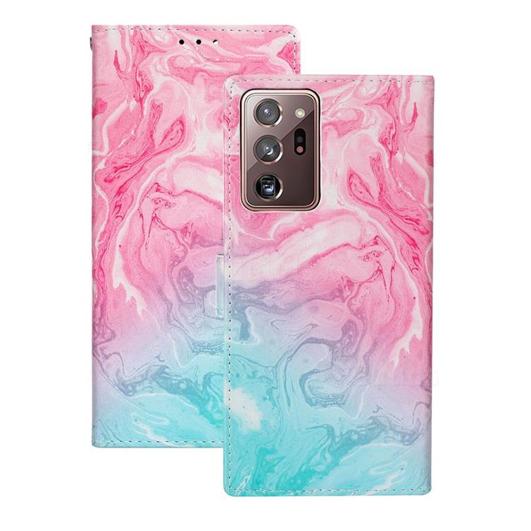 Pink Green Marble PU Leather Wallet Case for Samsung Galaxy Note 20 Ultra