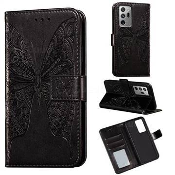 Intricate Embossing Vivid Butterfly Leather Wallet Case for Samsung Galaxy Note 20 Ultra - Black