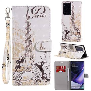 Tower Couple 3D Painted Leather Wallet Phone Case for Samsung Galaxy Note 20 Ultra