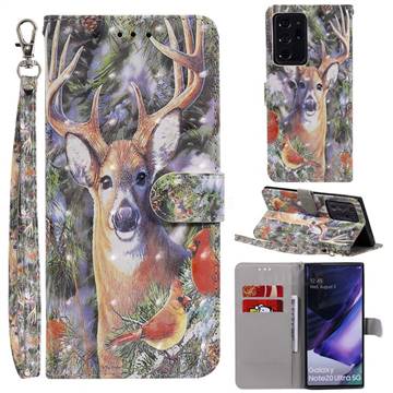 Elk Deer 3D Painted Leather Wallet Phone Case for Samsung Galaxy Note 20 Ultra