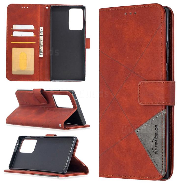 Binfen Color BF05 Prismatic Slim Wallet Flip Cover for Samsung Galaxy Note 20 Ultra - Brown