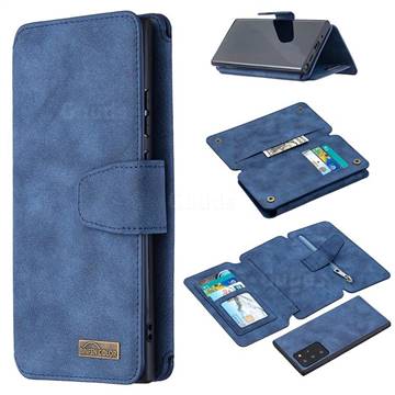 Binfen Color BF07 Frosted Zipper Bag Multifunction Leather Phone Wallet for Samsung Galaxy Note 20 Ultra - Blue