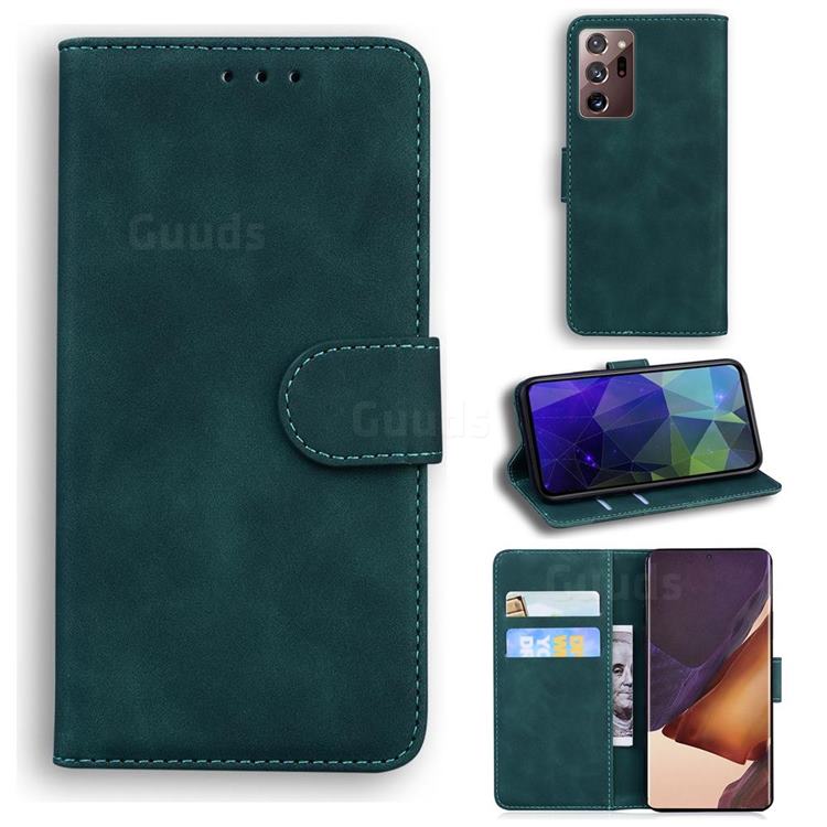 Retro Classic Skin Feel Leather Wallet Phone Case for Samsung Galaxy Note 20 Ultra - Green