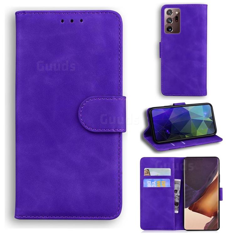 Retro Classic Skin Feel Leather Wallet Phone Case for Samsung Galaxy Note 20 Ultra - Purple