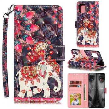 Phoenix Elephant 3D Painted Leather Phone Wallet Case for Samsung Galaxy Note 20 Ultra
