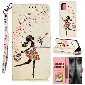Flower Girl 3D Painted Leather Phone Wallet Case for Samsung Galaxy Note 20 Ultra