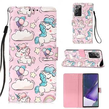 Angel Pony 3D Painted Leather Wallet Case for Samsung Galaxy Note 20 Ultra