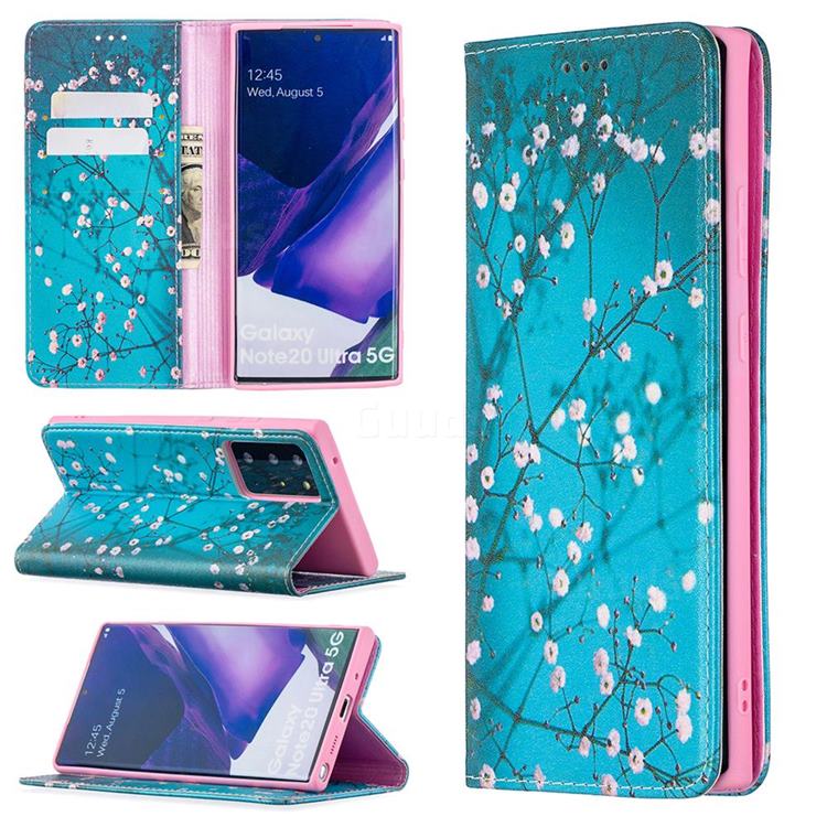 Plum Blossom Slim Magnetic Attraction Wallet Flip Cover for Samsung Galaxy Note 20 Ultra