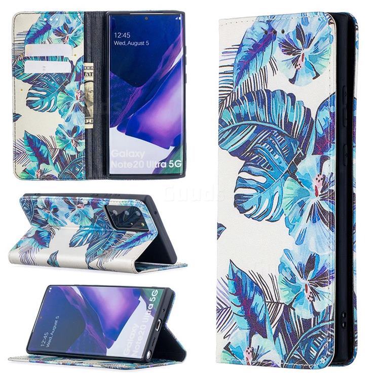 Blue Leaf Slim Magnetic Attraction Wallet Flip Cover for Samsung Galaxy Note 20 Ultra