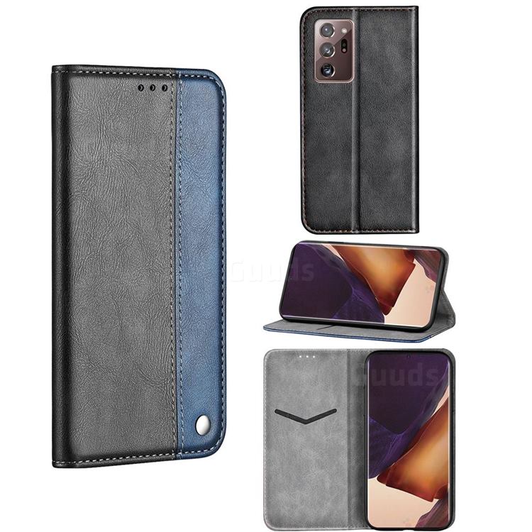 Classic Business Ultra Slim Magnetic Sucking Stitching Flip Cover for Samsung Galaxy Note 20 Ultra - Blue