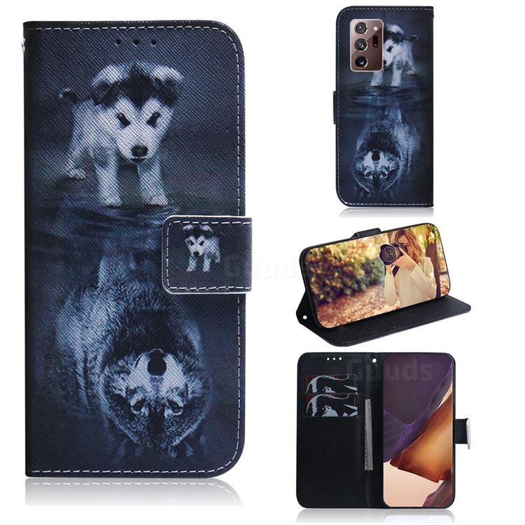 Wolf and Dog PU Leather Wallet Case for Samsung Galaxy Note 20 Ultra
