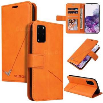 GQ.UTROBE Right Angle Silver Pendant Leather Wallet Phone Case for Samsung Galaxy Note 20 Ultra - Orange
