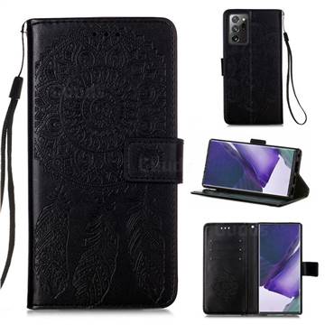 Embossing Dream Catcher Mandala Flower Leather Wallet Case for Samsung Galaxy Note 20 Ultra - Black