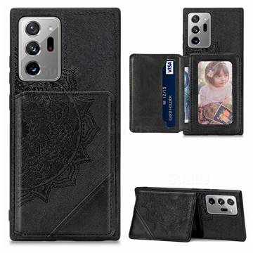 Mandala Flower Cloth Multifunction Stand Card Leather Phone Case for Samsung Galaxy Note 20 Ultra - Black