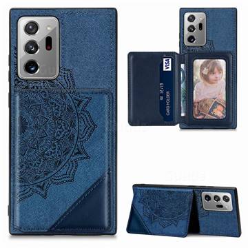 Mandala Flower Cloth Multifunction Stand Card Leather Phone Case for Samsung Galaxy Note 20 Ultra - Blue