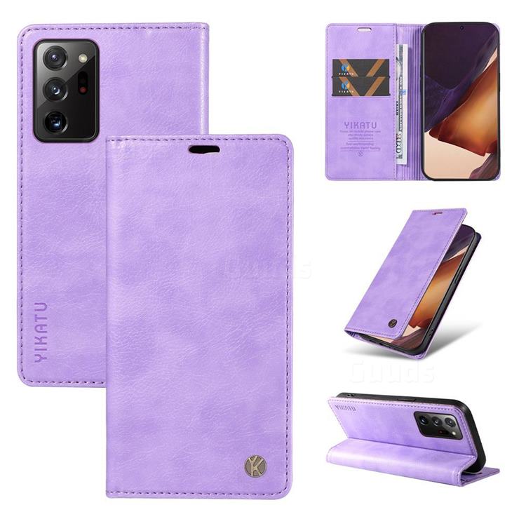 YIKATU Litchi Card Magnetic Automatic Suction Leather Flip Cover for Samsung Galaxy Note 20 Ultra - Purple