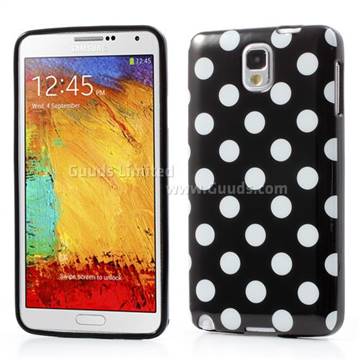 Polka Dot TPU Gel Cover for Samsung Galaxy Note 3 N9000 N9005 N9002 - White Dots / Black