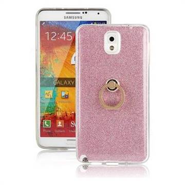 Luxury Soft TPU Glitter Back Ring Cover with 360 Rotate Finger Holder Buckle for Samsung Galaxy Note 3 N900 - Pink