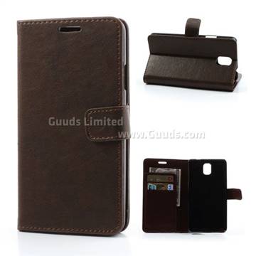 Crazy Horse PU Leather Wallet Case for Samsung Galaxy Note 3 N9000 N9005 - Coffee