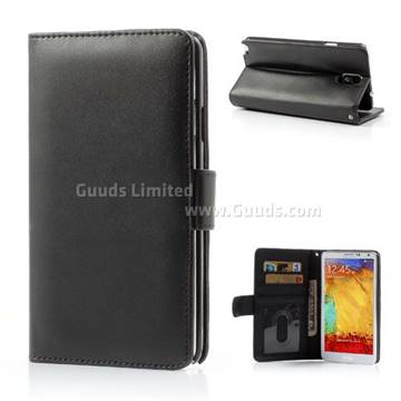 Glossy PU Leather Wallet Case for Samsung Galaxy Note 3 N9000 N9002 N9005 - Black